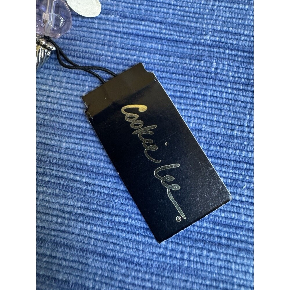 Cookie Lee Faceted Glass Stretch Bracelet Twisted Cable Gold Silver Tone Lavendr - Picture 2 of 7